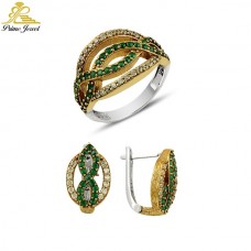 Gümüş Otantik Taşlı Set